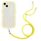 For iPhone 14 Plus  Lanyard Candy Color Wave TPU Clear PC Phone Case(Yellow) - 1