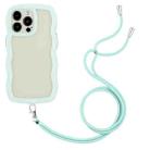 For iPhone 14 Pro Lanyard Candy Color Wave TPU Clear PC Phone Case(Green) - 1