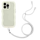 For iPhone 14 Pro Max Lanyard Candy Color Wave TPU Clear PC Phone Case(White) - 1