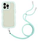 For iPhone 14 Pro Max Lanyard Candy Color Wave TPU Clear PC Phone Case(Green) - 1