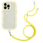 For iPhone 14 Pro Max Lanyard Candy Color Wave TPU Clear PC Phone Case(Yellow) - 1