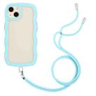 For iPhone 15 Lanyard Candy Color Wave TPU Clear PC Phone Case(Blue) - 1