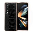 For Samsung Galaxy Z Fold4 5G Genuine Leather Weilai Series Nano Plating Phone Case(Black) - 1