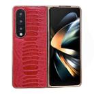 For Samsung Galaxy Z Fold4 5G Genuine Leather Weilai Series Nano Plating Phone Case(Red) - 1