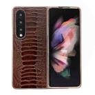 For Samsung Galaxy Z Fold3 5G Genuine Leather Weilai Series Nano Plating Phone Case(Coffee) - 1