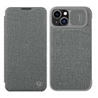 For iPhone 14 NILLKIN QIN Series Pro Leather Phone Case(Grey) - 1