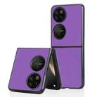 For Huawei P50 Pocket Plain Skin Litchi Texture Phone Case(Purple) - 1