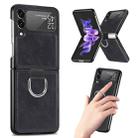 For Samsung Galaxy Z Flip3 5G Litchi Texture Phone Case with Ring(Black) - 1