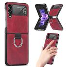 For Samsung Galaxy Z Flip3 5G Litchi Texture Phone Case with Ring(Red) - 1