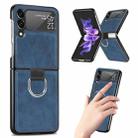 For Samsung Galaxy Z Flip3 5G Litchi Texture Phone Case with Ring(Blue) - 1