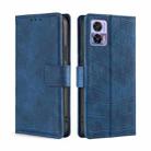 For Motorola Edge 30 Neo Skin Feel Crocodile Magnetic Clasp Leather Phone Case(Blue) - 1