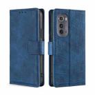 For Motorola Edge 2022 Skin Feel Crocodile Magnetic Clasp Leather Phone Case(Blue) - 1