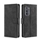 For Motorola Edge 2022 Skin Feel Crocodile Magnetic Clasp Leather Phone Case(Black) - 1