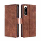 For Sony Xperia 5 IV Skin Feel Crocodile Magnetic Clasp Leather Phone Case(Brown) - 1