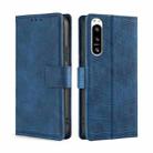 For Sony Xperia 5 IV Skin Feel Crocodile Magnetic Clasp Leather Phone Case(Blue) - 1