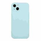 For iPhone 14 Plus  Straight Edge Solid Color TPU Shockproof Phone Case(Light Cyan) - 1