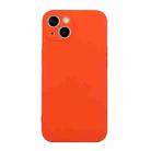 For iPhone 14 Plus  Straight Edge Solid Color TPU Shockproof Phone Case(Orange) - 1