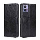 For Motorola Edge 30 Neo Geometric Stitching Leather Phone Case(Black) - 1