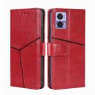 For Motorola Edge 30 Neo Geometric Stitching Leather Phone Case(Red) - 1