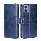 For Motorola Edge 30 Neo Geometric Stitching Leather Phone Case(Blue) - 1