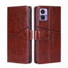 For Motorola Edge 30 Neo Geometric Stitching Leather Phone Case(Dark Brown) - 1