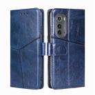 For Motorola Edge 2022 Geometric Stitching Leather Phone Case(Blue) - 1