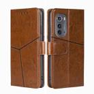 For Motorola Edge 2022 Geometric Stitching Leather Phone Case(Light Brown) - 1