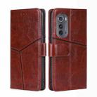 For Motorola Edge 2022 Geometric Stitching Leather Phone Case(Dark Brown) - 1