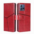 For Motorola Edge S30 Pro 5G/Edge 30 Fusion Geometric Stitching Leather Phone Case(Red) - 1