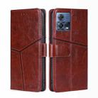 For Motorola Edge S30 Pro 5G/Edge 30 Fusion Geometric Stitching Leather Phone Case(Dark Brown) - 1