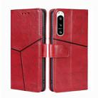 For Sony Xperia 5 IV Geometric Stitching Leather Phone Case(Red) - 1