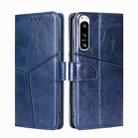 For Sony Xperia 5 IV Geometric Stitching Leather Phone Case(Blue) - 1