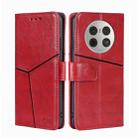 For Huawei Mate 50 Pro Geometric Stitching Leather Phone Case(Red) - 1