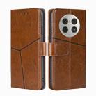 For Huawei Mate 50 Pro Geometric Stitching Leather Phone Case(Light Brown) - 1