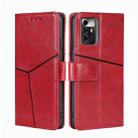 For ZTE Blade A72 5G Geometric Stitching Leather Phone Case(Red) - 1