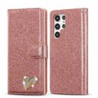 For Samsung Galaxy S22 Ultra 5G Glitter Powder Love Leather Phone Case(Pink) - 1