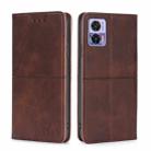 For Motorola Edge 30 Neo Cow Texture Magnetic Horizontal Flip Leather Phone Case(Dark Brown) - 1