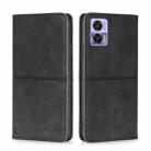 For Motorola Edge 30 Neo Cow Texture Magnetic Horizontal Flip Leather Phone Case(Black) - 1