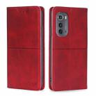 For Motorola Edge 2022 Cow Texture Magnetic Horizontal Flip Leather Phone Case(Red) - 1