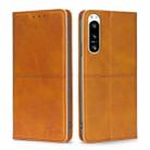 For Sony Xperia 5 IV Cow Texture Magnetic Horizontal Flip Leather Phone Case(Light Brown) - 1