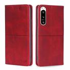 For Sony Xperia 5 IV Cow Texture Magnetic Horizontal Flip Leather Phone Case(Red) - 1