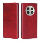 For Huawei Mate 50 Pro Cow Texture Magnetic Horizontal Flip Leather Phone Case(Red) - 1