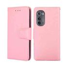 For Motorola Edge 2022 Crystal Texture Leather Phone Case(Pink) - 1