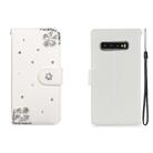 For Galaxy S10 Horizontal Flip Solid Color Rhinestones Leather Case with Card Slot & Wallet & Holder(Diagonal Flower) - 1