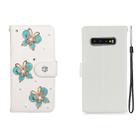 For Galaxy S10 Horizontal Flip Solid Color Rhinestones Leather Case with Card Slot & Wallet & Holder(Three Butterflies) - 1