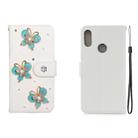 For Huawei Y9 (2019) Horizontal Flip Solid Color Rhinestones Leather Case with Card Slot & Wallet & Holder(Three Butterflies) - 1