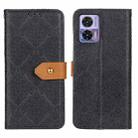 For Motorola Edge 30 Lite / Edge 30 Neo Floral Embossed Leather Phone Case(Black) - 1