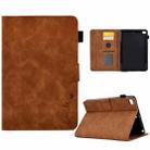 For iPad mini 5/4/3/2/1 Embossed Smile Flip Tablet Leather Smart Case(Brown) - 1