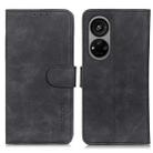 For ZTE Blade V40S KHAZNEH Retro Texture Leather Phone Case(Black) - 1