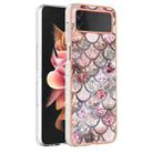 For Samsung Galaxy Z Flip4 Electroplating IMD TPU Phone Case with Ring(Pink Scales) - 1